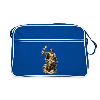 Statue de Zeus avec la foudre du Dieu Ancien - Sac Retro - bleu/blanc - Devant
