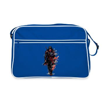 Peinture aquarelle du Guerrier de l’Ombre Sombre - Sac Retro - bleu/blanc - Devant