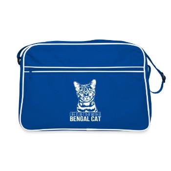 Bengal La vie de chat est meilleure Chats de chat Wilsigns - Sac Retro - bleu/blanc - Devant