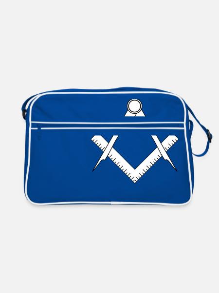 bauen handwerker mechaniker baustelle maurer69 - Retro Tasche - Blau/Weiß - Vorne