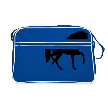 reiten riding pferde horse knight reiter rider114 - Retro Tasche - Blau/Weiß - Vorne