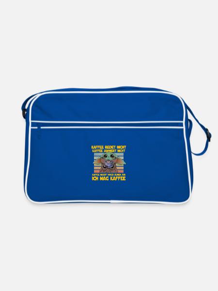 Kaffee Redet nicht Kaffee Jammert nicht - Retro Tasche - Blau/Weiß - Vorne
