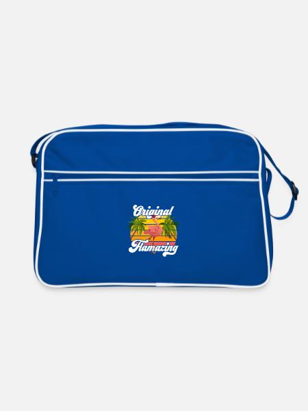 Célébrations originales de flamants roses d’été - Sac Retro - bleu/blanc - Devant