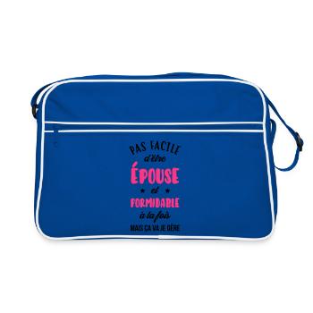 Mariage Amour Marié Mariée EJG EVJF Mari Femme - Sac Retro - bleu/blanc - Devant