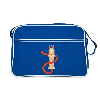 enchanting knitted rope with knitting cord - Retro Bag - blue/white - Front