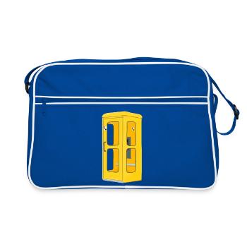 Yellow Phone Booth, Nostalgia, Post Hand Drawing - Retro Bag - blue/white - Front