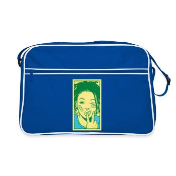 Black female portrait #7 - Retro Bag - blue/white - Front