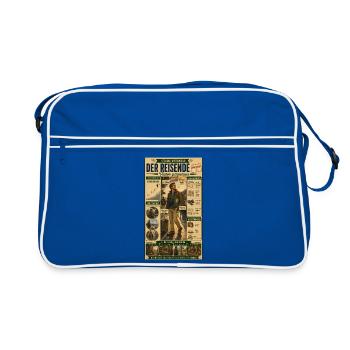 Der Reisende – Ständig unterwegs, neue Ziele - Retro Tasche - Blau/Weiß - Vorne