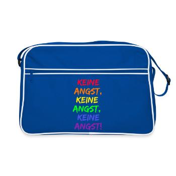 KEINE ANGST, MUT GEGEN RECHTS, WIDERSTAND, FCK NZS - Retro Tasche - Blau/Weiß - Vorne