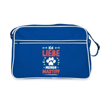 Ich liebe meinen Mastiff - Retro Tasche - Blau/Weiß - Vorne