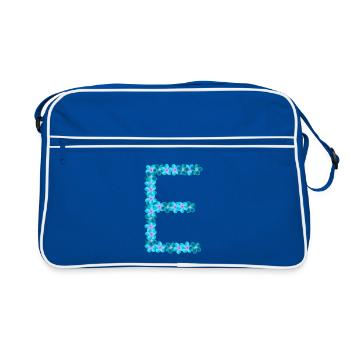 E aus blauen Blüten - Retro Tasche - Blau/Weiß - Vorne