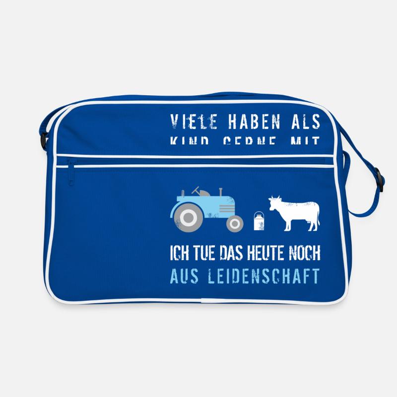 Traktoren Leidenschaft Traktor Trecker Schlepper - Retro Tasche - Blau/Weiß