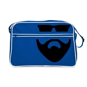 man with Beard - Retro Bag - blue/white - Front