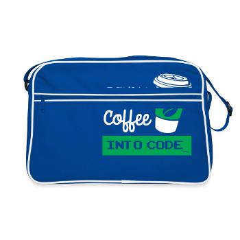 Ich drehe Kaffee in Code-Entwickler - Retro Tasche - Blau/Weiß - Vorne
