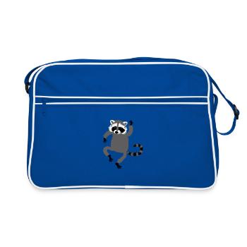 tanzender Waschbär - Retro Tasche - Blau/Weiß - Vorne