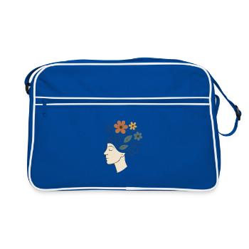 Illustration de la nature avec des fleurs et des feuilles - Sac Retro - bleu/blanc - Devant