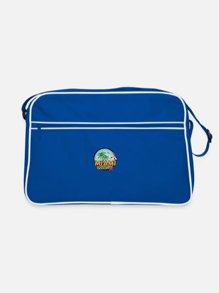 Miami Beach USA der Strand des Glücks Sommer - Retro Tasche - Blau/Weiß - Vorne