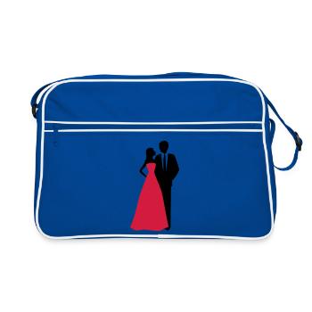 Couples de mariage, jeune mariée, marié - Sac Retro - bleu/blanc - Devant