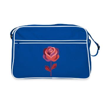 Rose graphique dans des tons rouges chauds - Sac Retro - bleu/blanc - Devant