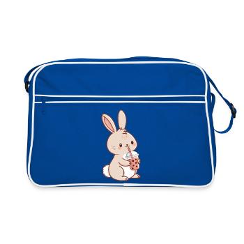 Kawaii Bunny and Bubble Tea - Retro Bag - blue/white - Front