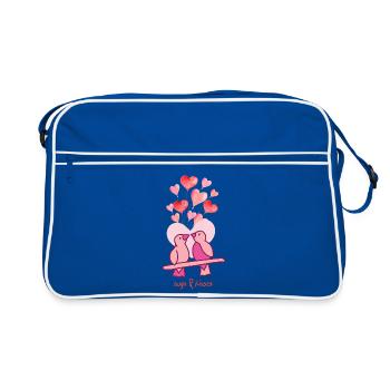 Saint-Valentin - Tourtereaux - câlins et bisous - Sac Retro - bleu/blanc - Devant