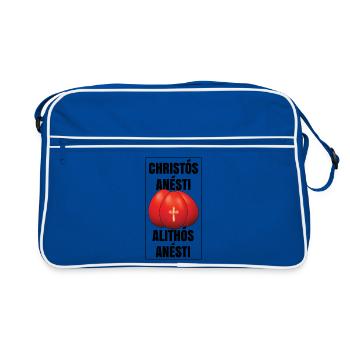 Christos Anesti Alithos Anesti Pascha Greek Easter - Retro Bag - blue/white - Front