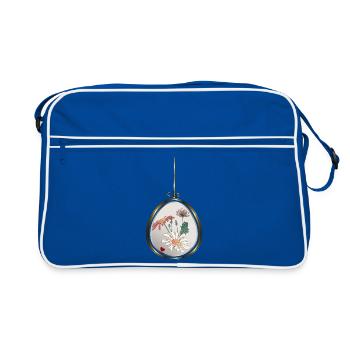 Pendentif fleur dans un cadre doré - Sac Retro - bleu/blanc - Devant