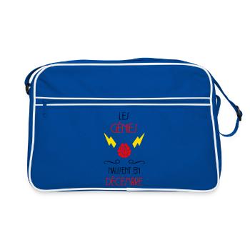 les génies naissent en Décembre - Naissance - HPI - Sac Retro - bleu/blanc - Devant