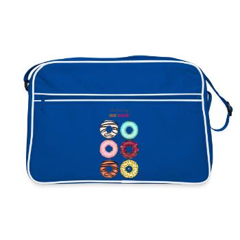 Six glazed donuts illustration with inscription - Retro Bag - blue/white - Front