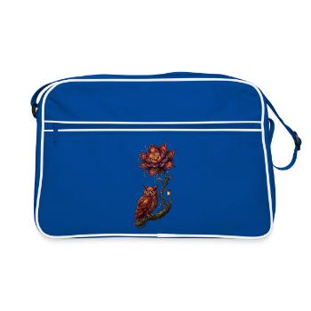 Hibou luminescent et fleur de feu - Sac Retro - bleu/blanc - Devant