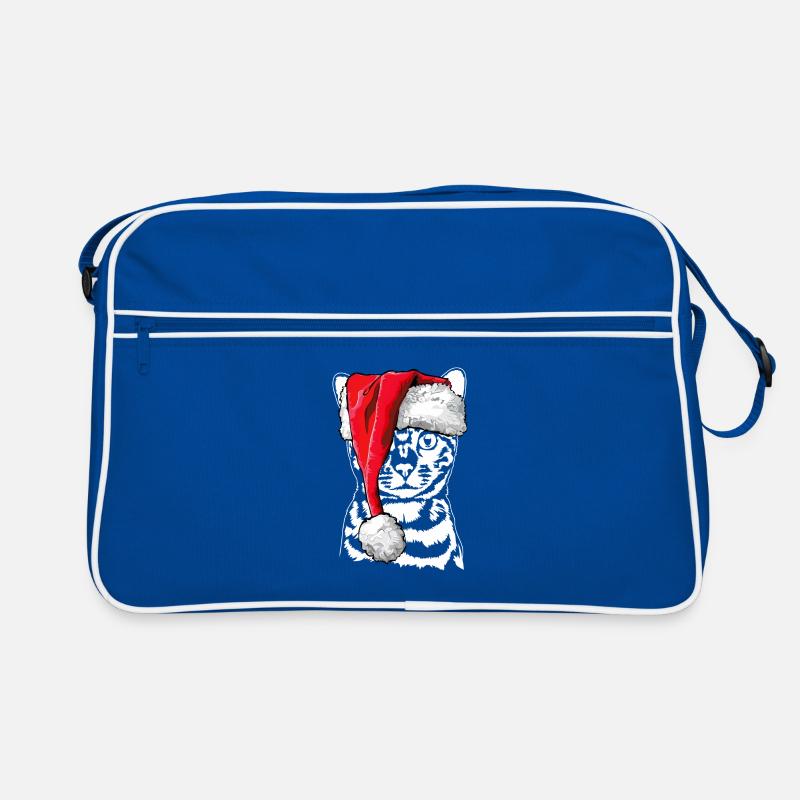 Santa Bengalkatze Weihnachten Katze Wilsigns - Retro Tasche - Blau/Weiß