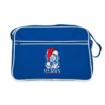 Santa Newfoundland Merry Christmas Neufi Wilsigns - Retro Bag - blue/white - Front