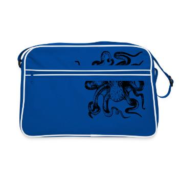 poulpe géant calmar, poulpe, calmar, poissons seiche - Sac Retro - bleu/blanc - Devant