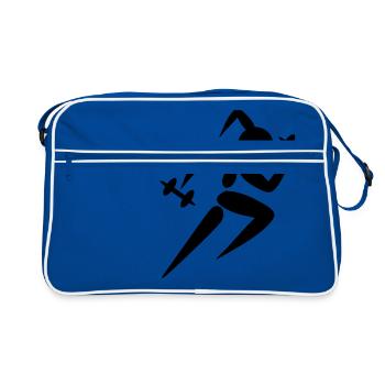 Femme haltère musculation GYM - Sac Retro - bleu/blanc - Devant