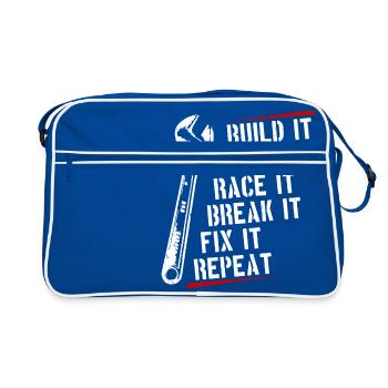 build tunne course de réparation fix répète idée cadeau - Sac Retro - bleu/blanc - Devant