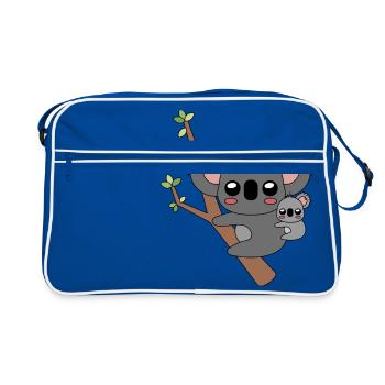 koala kawaii avec bébé nouveau-né - Sac Retro - bleu/blanc - Devant
