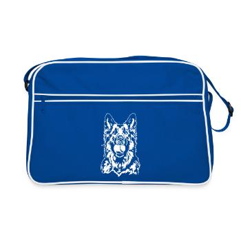 Berger allemand allemand à poil long Wilsigns - Sac Retro - bleu/blanc - Devant