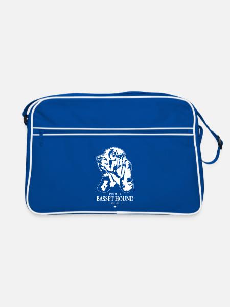 Basset Hound Mom Hunde Hund Wilsigns - Retro Tasche - Blau/Weiß - Vorne