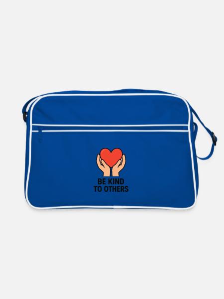 Mains tenant le cœur de bonté - Sac Retro - bleu/blanc - Devant