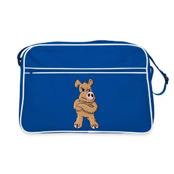Chien plus faible debout - Sac Retro - bleu/blanc - Devant