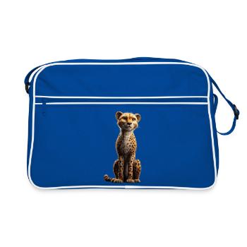 Gepard Cheetah Raubkatze Katzen Liebhaber Geparden - Retro Tasche - Blau/Weiß - Vorne