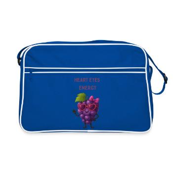 Dessin animé mignon avec des yeux de cœur de raisin - Sac Retro - bleu/blanc - Devant