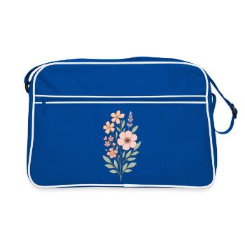 Bouquet aquarelle fleurs pastel - Sac Retro - bleu/blanc - Devant