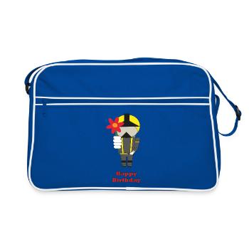 Happy Birthday - with flowers - Fire Brigade - Retro Bag - blue/white - Front