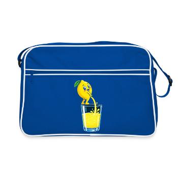 Zitronenheld Spritziges Glasbild - Retro Tasche - Blau/Weiß - Vorne