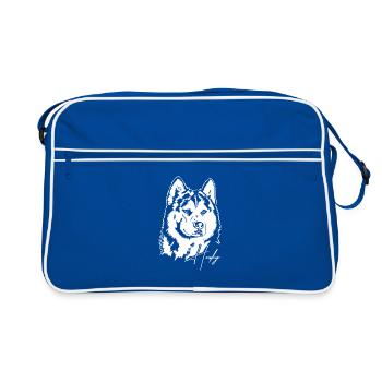 Siberian Husky Portrait Dogs Dog Wilsigns - Retro Bag - blue/white - Front