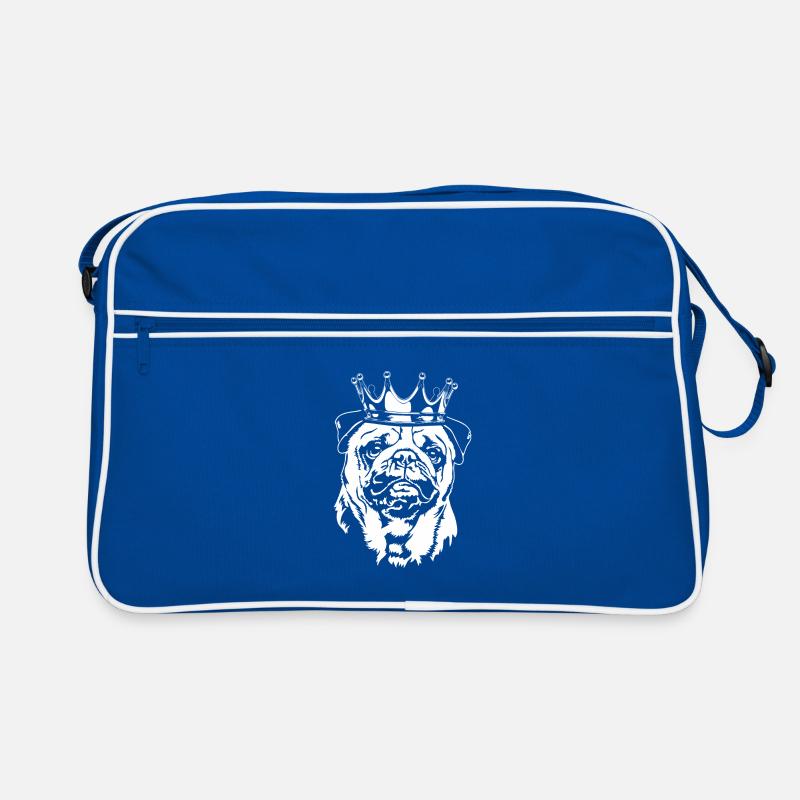 Mops mit Krone Hund Hunde Wilsigns Retro Tasche