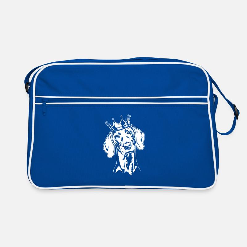 Weimaraner Krone Hunde Hund Wilsigns - Retro Tasche - Blau/Weiß