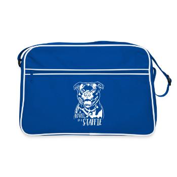Loved by a Staffie Staffordshire Bull Terrier Dog - Retro Bag - blue/white - Front