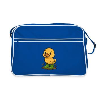 Cute duckling with rubber boots - Retro Bag - blue/white - Front